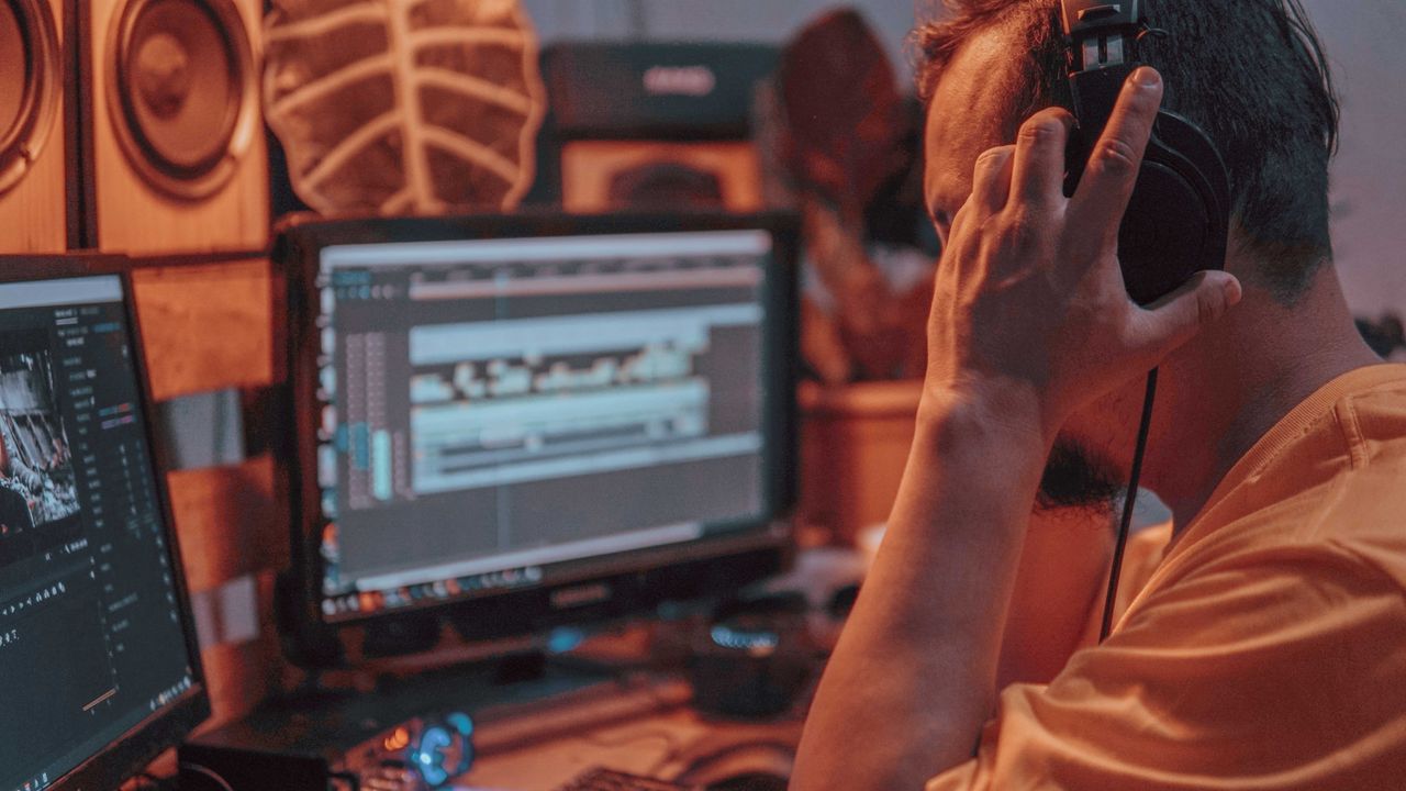 Motion Designer at work in the studio
